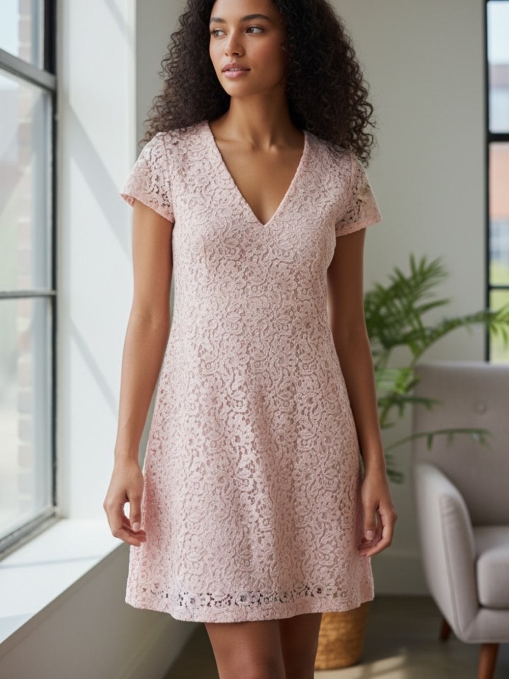 NWOT Zara Lace Overlay Mini Dress Size XS Light Pink Cap Sleeve Fairy Coquette